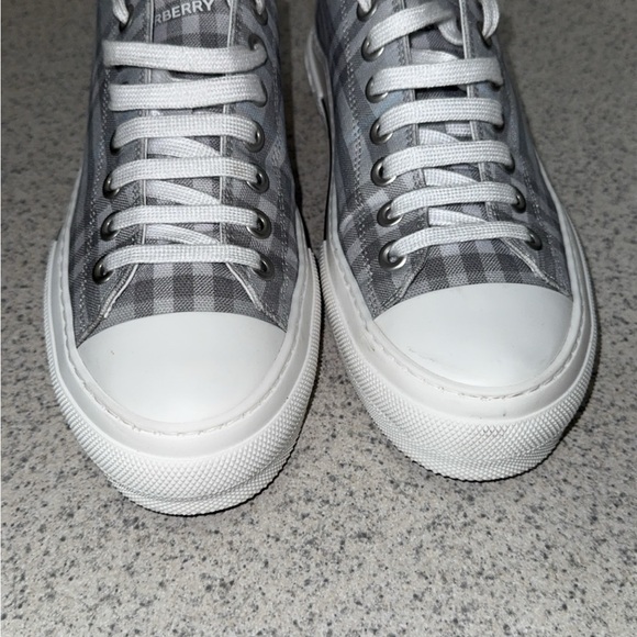 Gray Checkered High-Top Sneakers - Picture 1 of 3